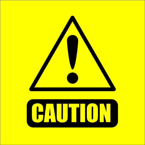 ilustrações de stock, clip art, desenhos animados e ícones de caution warning sign on yellow background vector - exclamation point vector white black