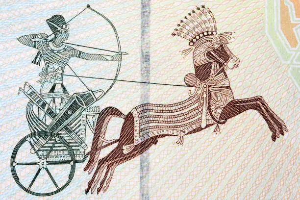 Photo of Pharaonic war chariot from Egyptian banknote