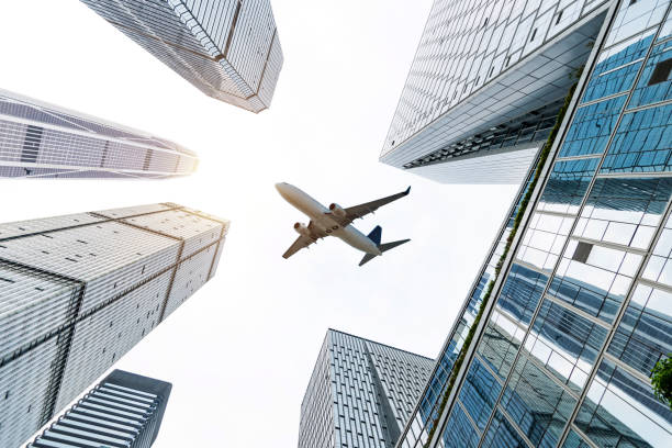istock Low angle view of the modern skyscrapers 1179566878