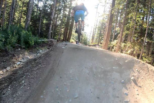 istock Mountain biker gets air off jump 1179567801