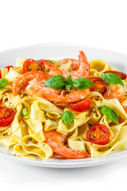 istock Tagliatelle with shrimps and vegetables 1179568737
