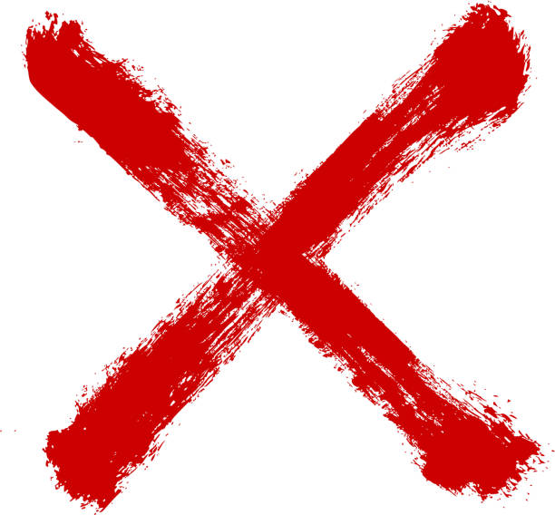 istock Hand drawn X marks. Two Red crossed vector brush strokes. Rejected sign in grunge style. Bloody sign 1179570409