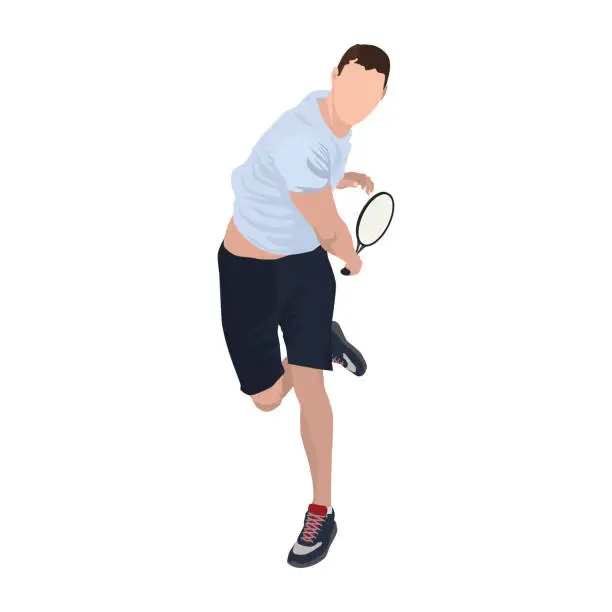 Vector illustration of Tennis player with ball and racket, vector flat isolated illustration