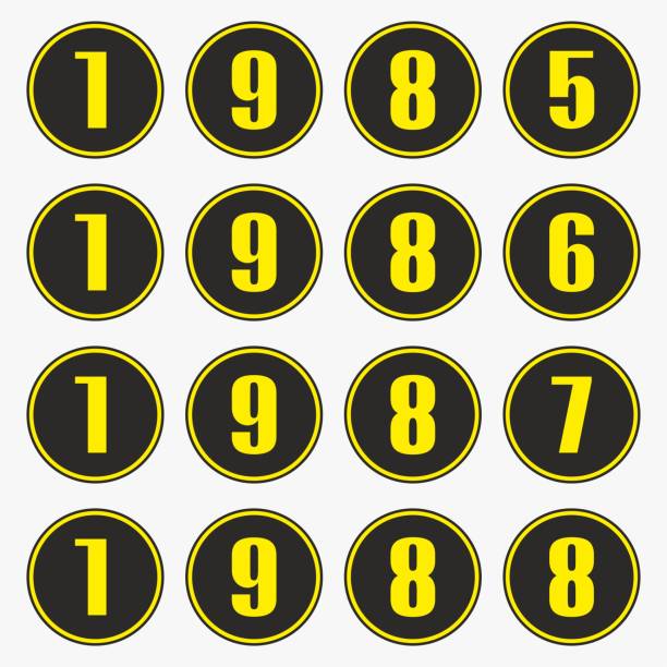 istock Past years with yellow numbers in a circle shape,1985,1986,1987,1988 vector. 1179572895