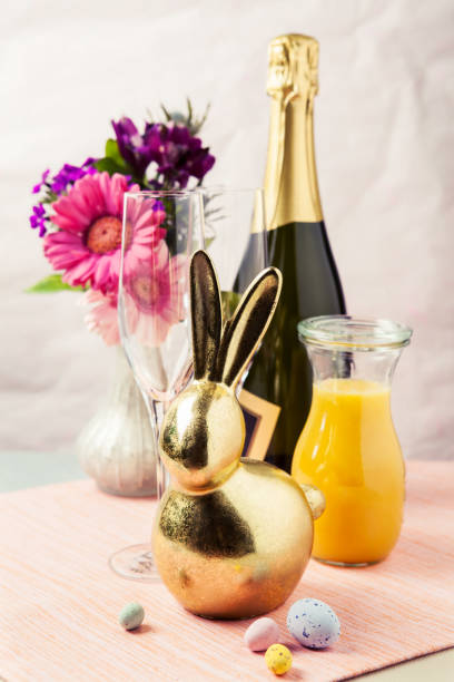 istock Mimosa cocktails with Easter decoration 1179573081