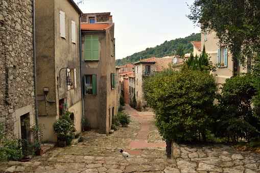 La Turbie, France - July 12 2019: streets and houses in small French village