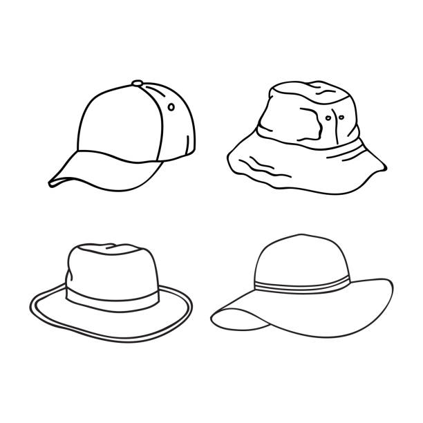 アウトラインハットデザイン - 麦わら帽子点のイラスト素材／クリップアート素材／マンガ素材／アイコン素材