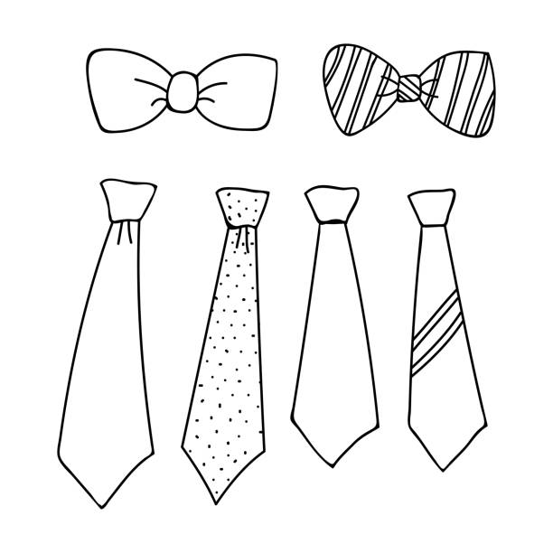 tie design outline collection of tie outline designs isolated white background necktie businessman collar tied knot stock illustrations