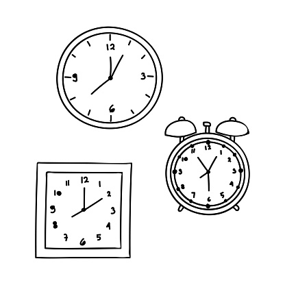 collection of clock outline vector design isolated white background