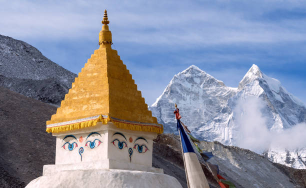 istock Himalayas Mountains Buddhist Stupa Kangtega Peak 1179581700