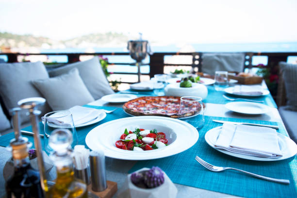istock Romantic Dinner tables near the sea. 1179584810