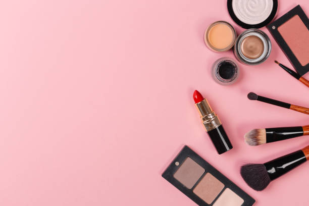 istock Set of decorative cosmetics on color background 1179585053