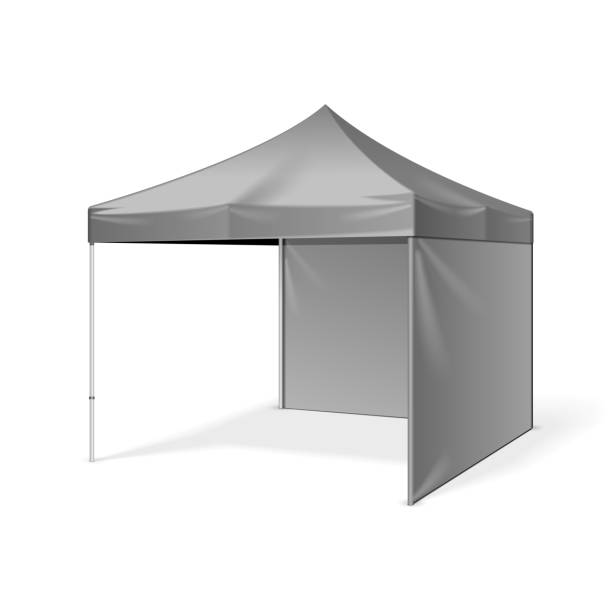 istock Promotional Outdoor Event Trade Show Pop-Up Tent Mobile Marquee. Mock Up, Template. Illustration Isolated On White Background. Ready For Your Design. Product Advertising. Vector EPS10 1179585613