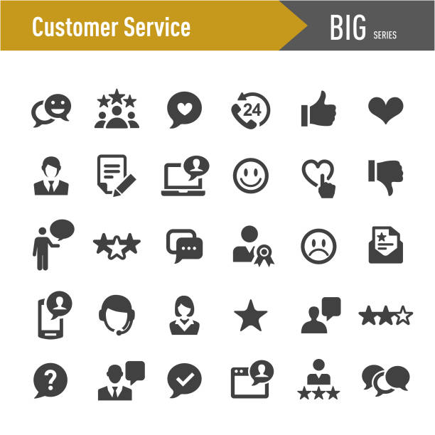 illustrazioni stock, clip art, cartoni animati e icone di tendenza di icone del servizio clienti - grande serie - a forma di stella immagine