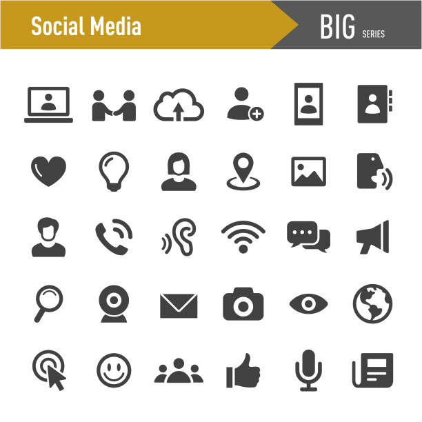 zestaw ikon mediów społecznościowych - big series - love internet business e mail stock illustrations