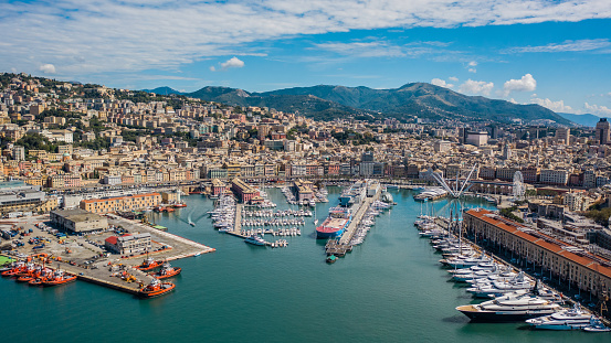 Aerial view of Genoa and its attractions