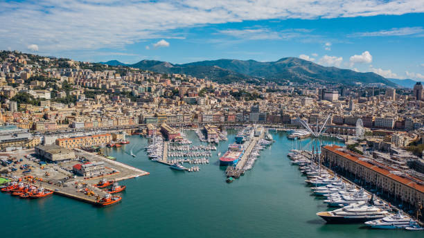 Aerial view of Genoa stock photo