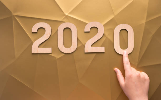 istock Technological 2020 new year background of gold with lines 1179597203