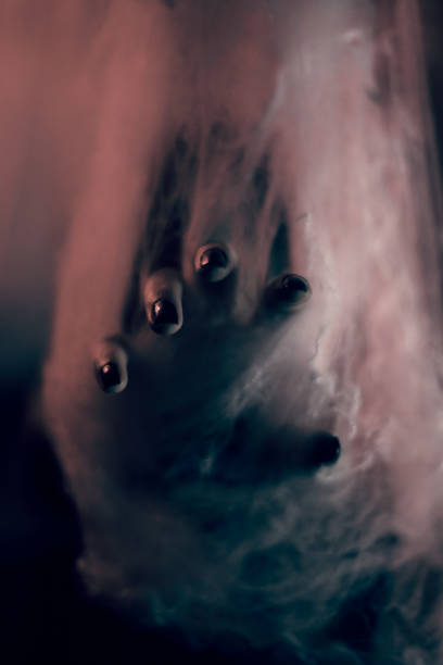 dark hand and spider's web - halloween horror vampire witch imagens e fotografias de stock