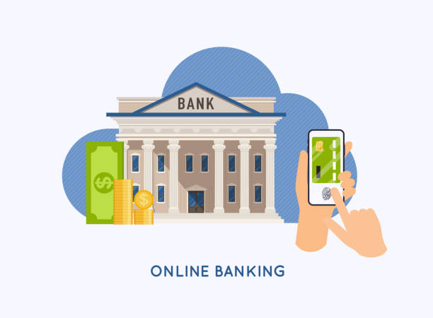 Mobile payment and mobile banking concept. Hands holding phones with virtual credit card. Internet banking, online purchasing and transaction, electronic funds transfers. Mobile payment and mobile banking concept. Hands holding phones with virtual credit card. Internet banking, online purchasing and transaction, electronic funds transfers. bank financial building patterns stock illustrations