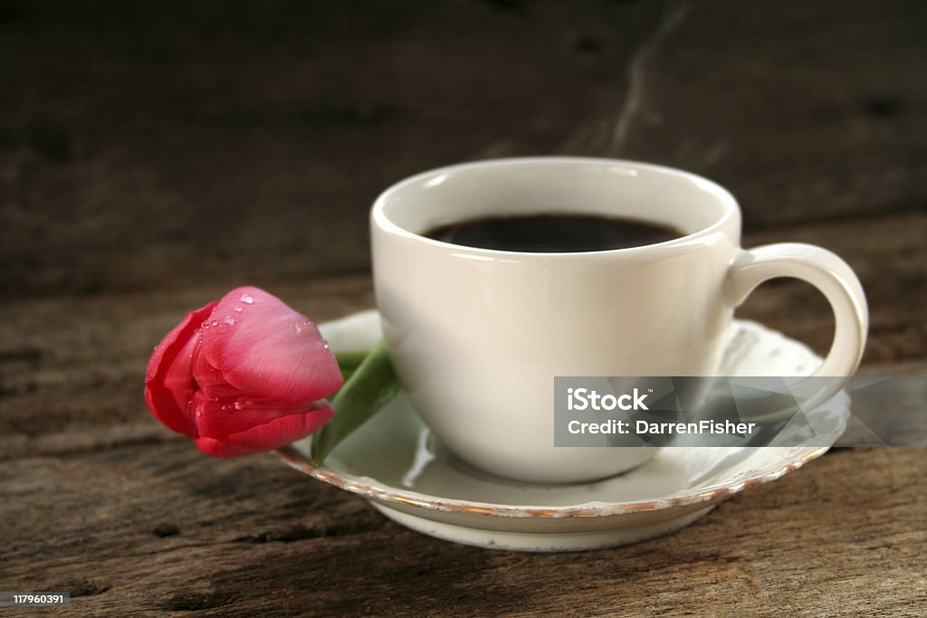 Café y un tulipán - Foto de stock de Bebida libre de derechos