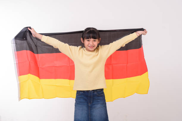 Teenager cheering with Germany flag