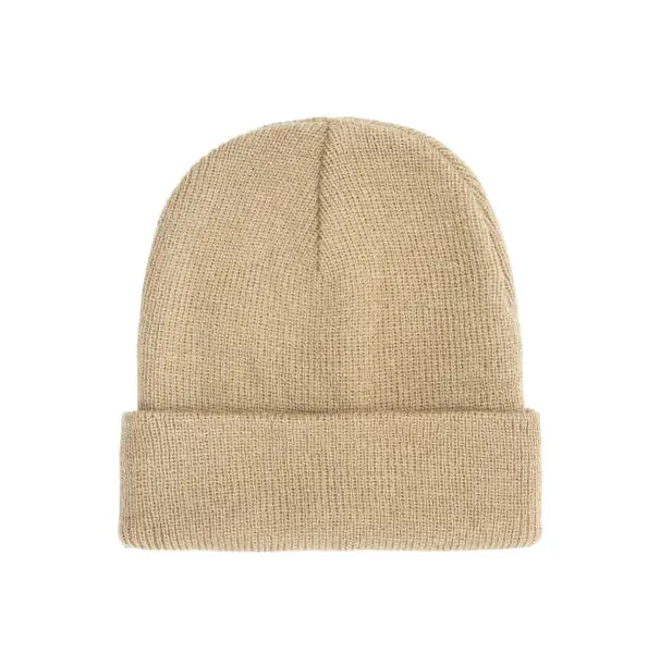 Bage beanie winter hat isolated on white background with clipping path.