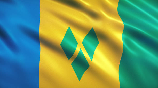 3d render Saint Vincent and The Grenadines Flag Flag (Close-up)