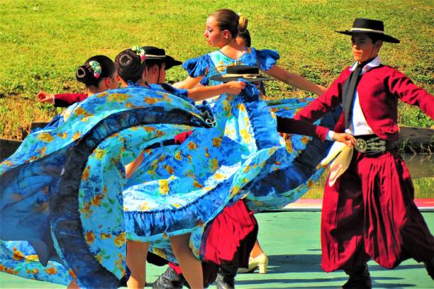 ballerini in costumi nazionali tradizionali durante il festival. - danza tradizionale foto e immagini stock