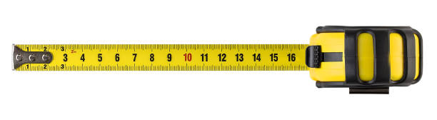 nastro di misura isolato - tape measure ruler work tool inch foto e immagini stock