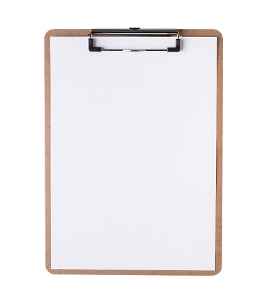 clipboard, isolated, white background, empty