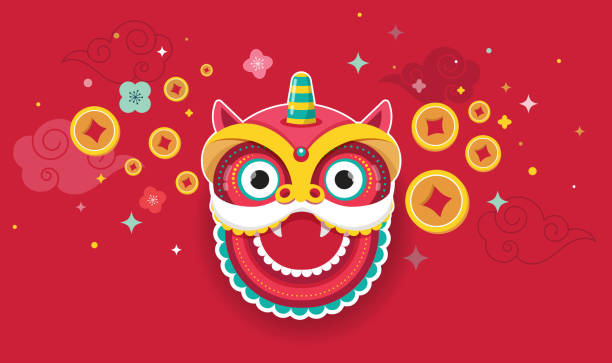 istock Happy Chinese new year design 2020. Dancing dragon, flowers and money elements. Vector illustration and banner concept in flat style 1179611260