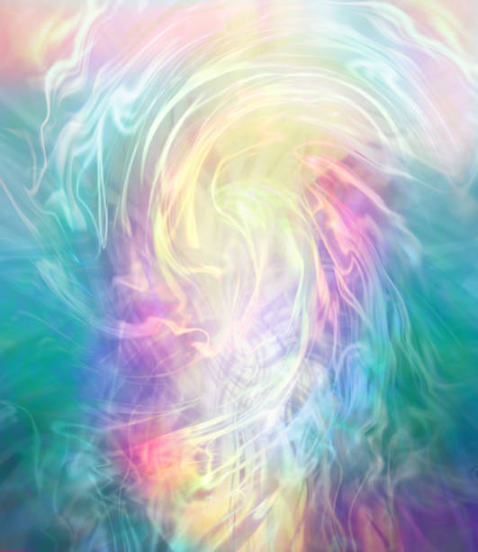 surreal swirling colourful vortex of vivid energy background - ethereal imagens e fotografias de stock