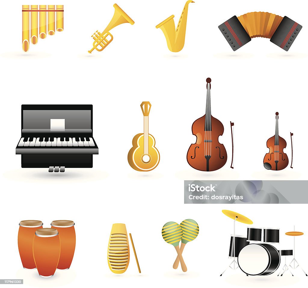 Музыкальные инструменты - Векторная графика Саксофон роялти-фри