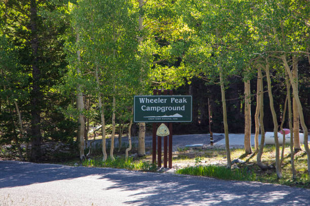 Sign at the end of the road you will find Wheeler Peak Campground for high altitude camping in Great Basin National Park, Nevada Sign at the end of the road you will find Wheeler Peak Campground for high altitude camping in Great Basin National Park, Nevada great basin national park stock pictures, royalty-free photos & images