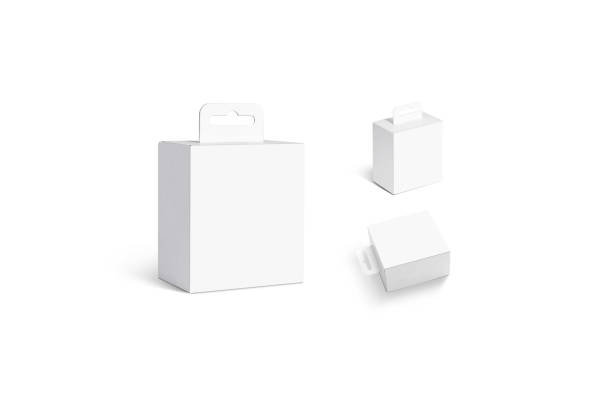 istock Blank white accessory box with hanger mock up set, isolated 1179619063