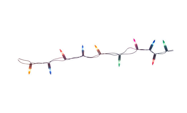 String of christmas lights isolated on white background With clipping path stock photo