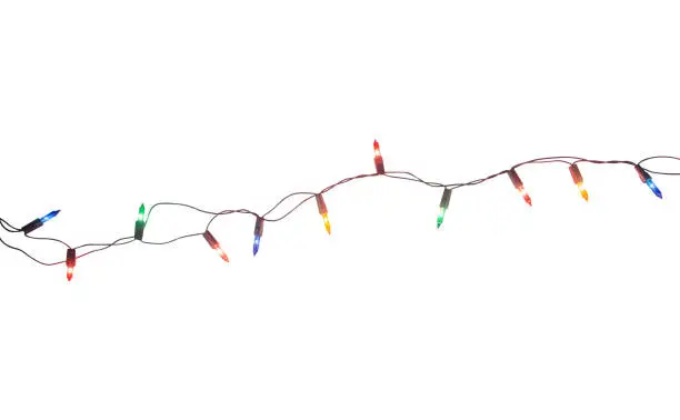 String of christmas lights isolated on white background With clipping path