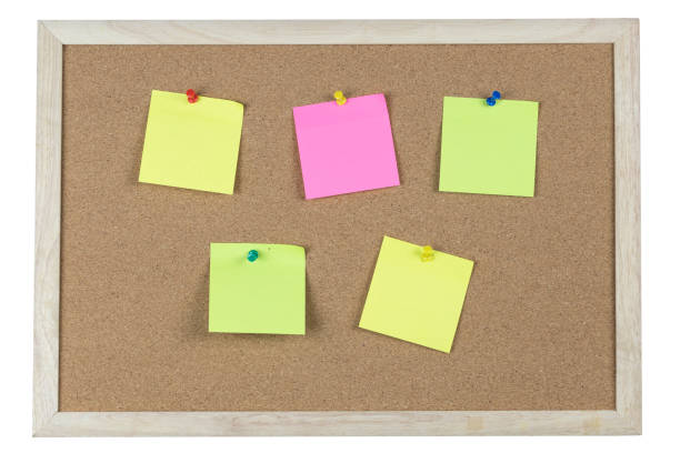 istock colorful sticky notes on cork bulletin board isolated on white background with clipping path. 1179621227