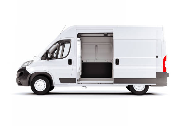istock 3d render of white van vehicle on white background 1179621682