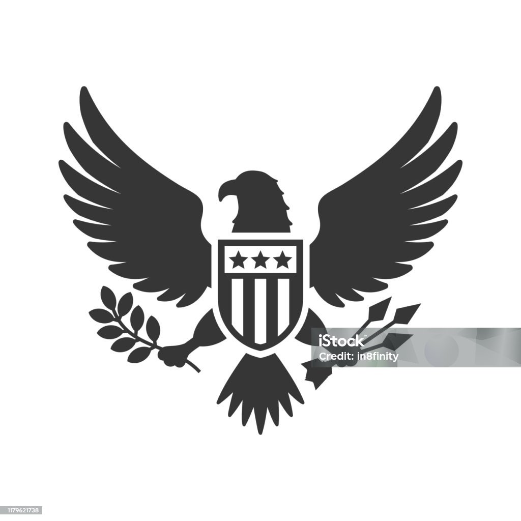 Американский президентский национальный знак орла на белом фоне. Вектор - Векторная графика Орёл роялти-фри