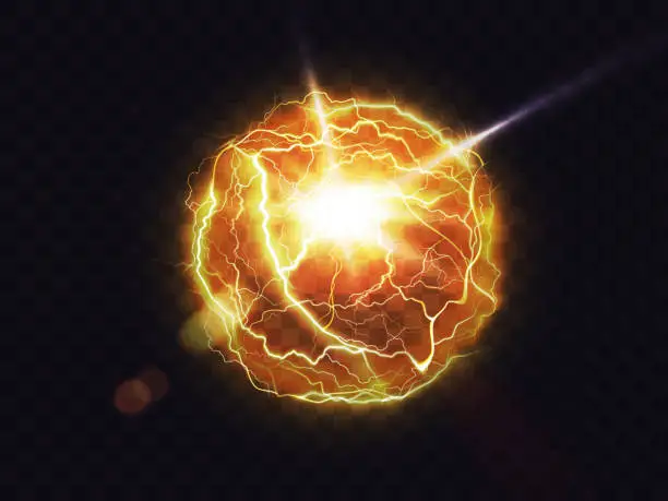 Vector illustration of Electric ball, lightning fireball, energy flash