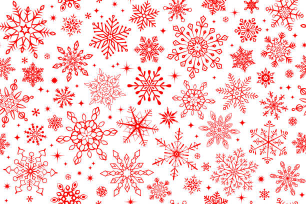 ilustraciones, imágenes clip art, dibujos animados e iconos de stock de fondo de copo de nieve sin costuras - white background gift christmas wrapping paper