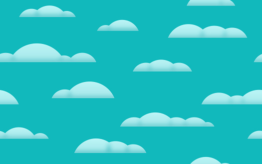 Seamless clouds cloudy sky flat design concept background pattern.