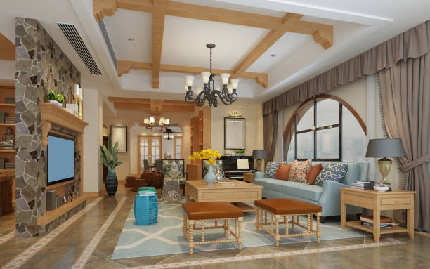 istock 3d render  classic home interior living and dining room 1179624461