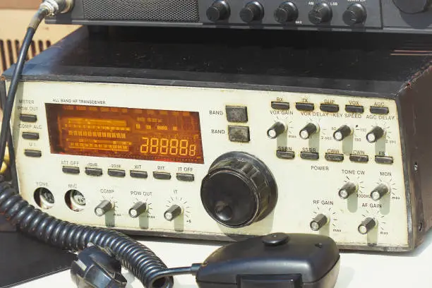 Old Amateur radio transmitter transceiver. Ham radio