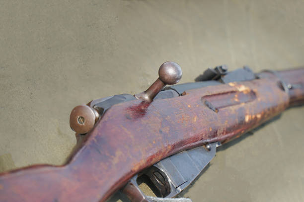 Vintage Russian rifle carbine on natural background
