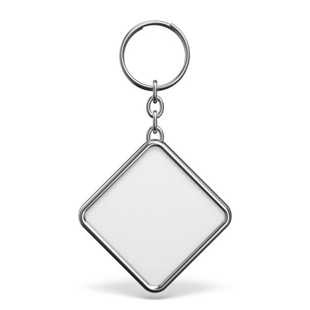 Blank metal trinket with a ring for a key rhombus shape 3D