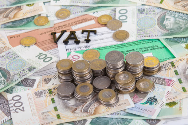 istock Polish tax declaration form PIT-36 on money letter VAT 1179632924