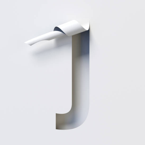 istock Cut out curled paper font 3d rendering letter J 1179633034